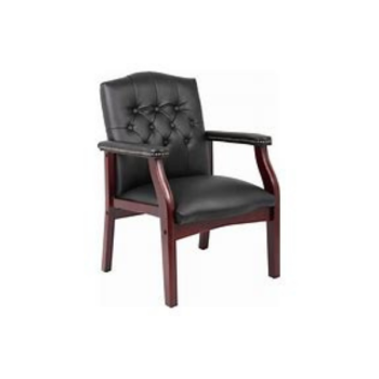 red wood chair and black padding